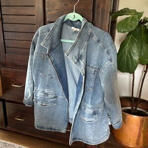 Skies Are Blue Light Blue Denim Jacket with Utility Pockets